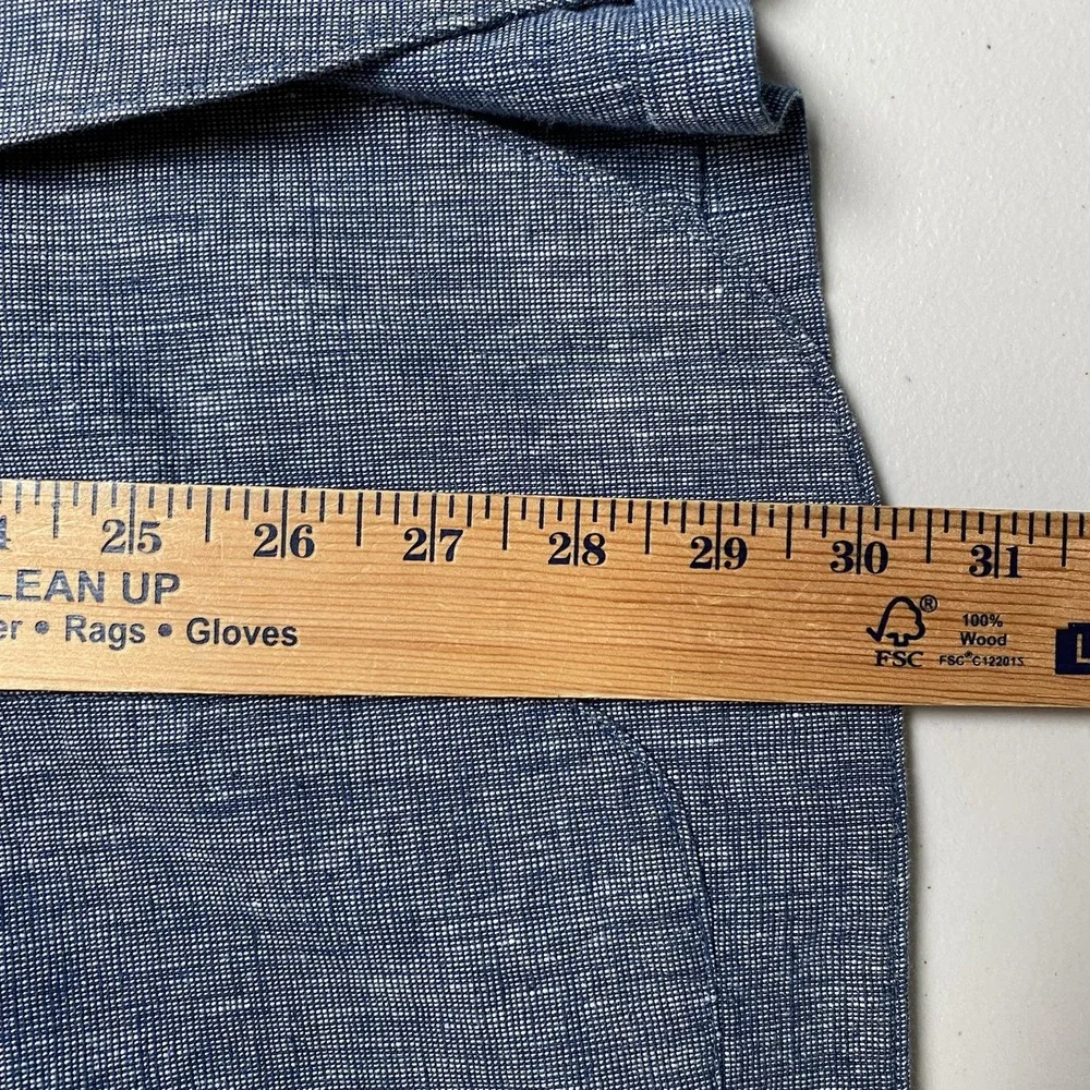 J Crew Blazer Sport Coat XL (46R) Unstructured 2B2V Linen Cotton Blue Chambray